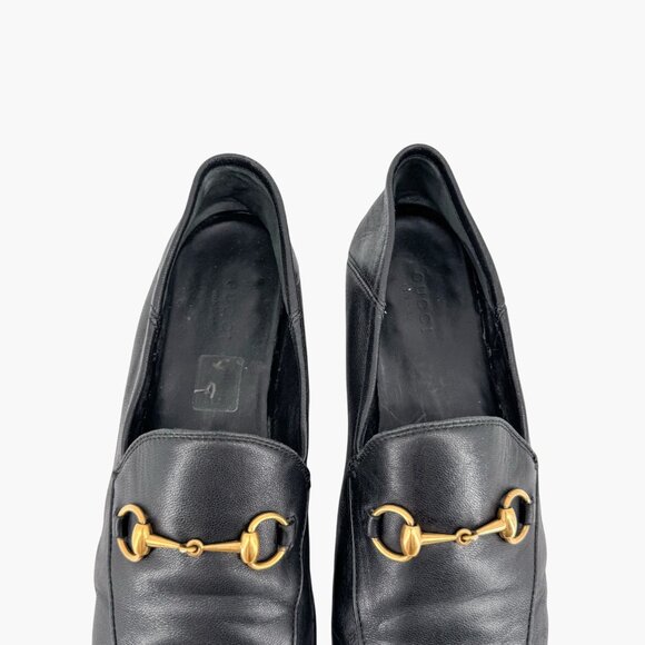 Gucci Brixton Horsebit Flat Loafers Black Leather Size 39 US 9 Women Jordaan - Picture 4 of 15